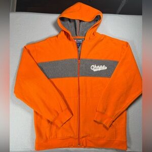 Chaps x Polo Ralph Lauren Orange/Gray Fleece Lined Zip Up Sweatshirt Mens